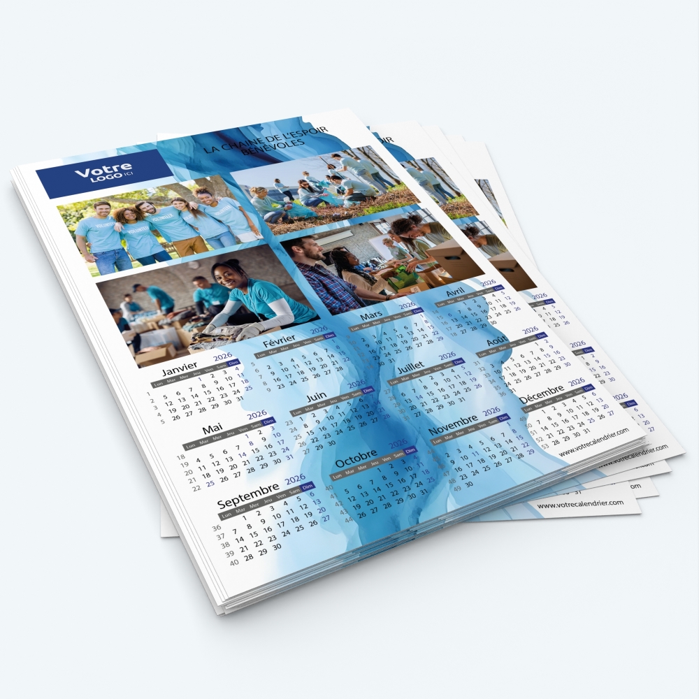 Calendrier photo une page - Minimum de commande : 25 exemplaires