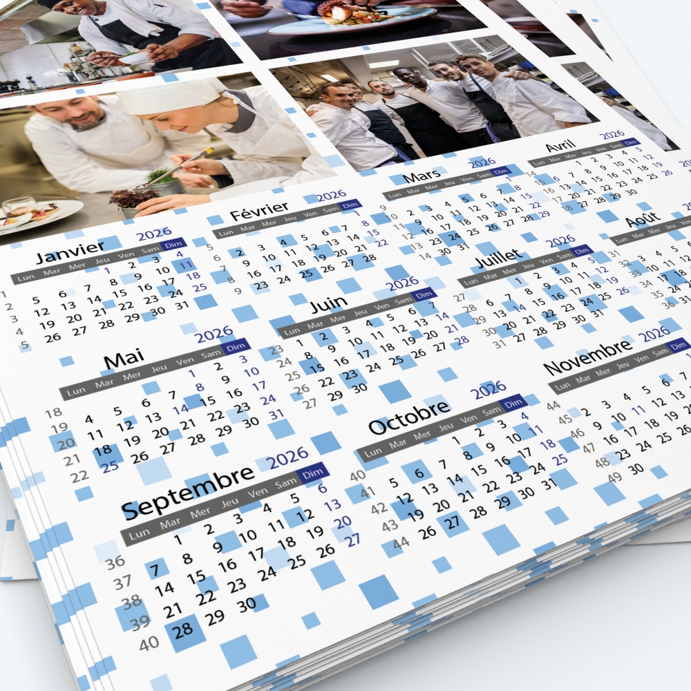 Calendrier photo une page - Grille calendaire personnalisable