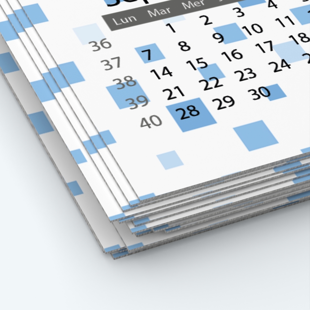 Calendrier photo une page - Papier épais rigide 400 g/m2