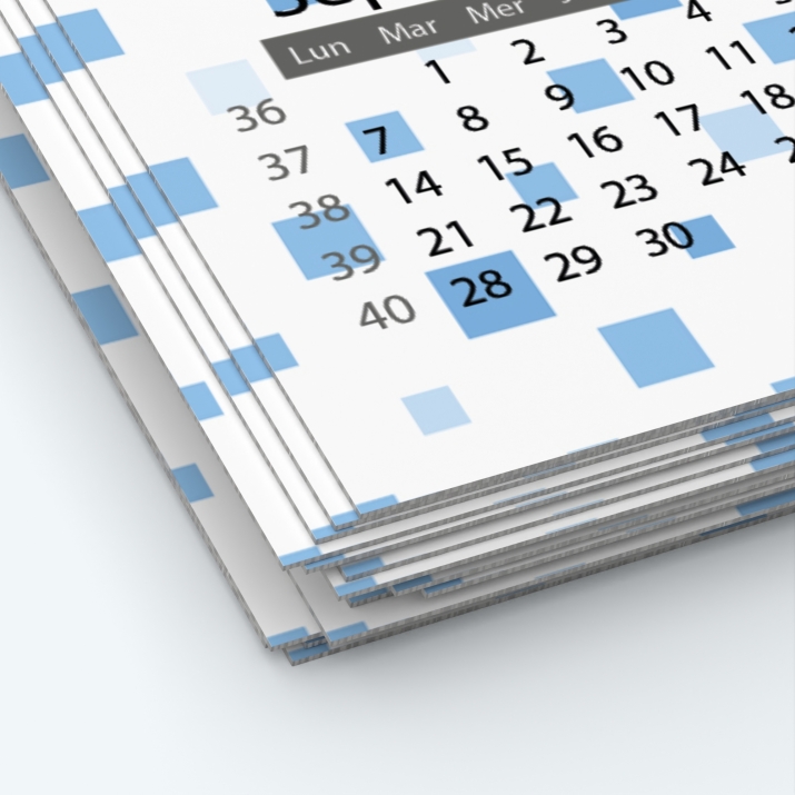 Calendrier photo une page - Papier épais rigide 400 g/m2