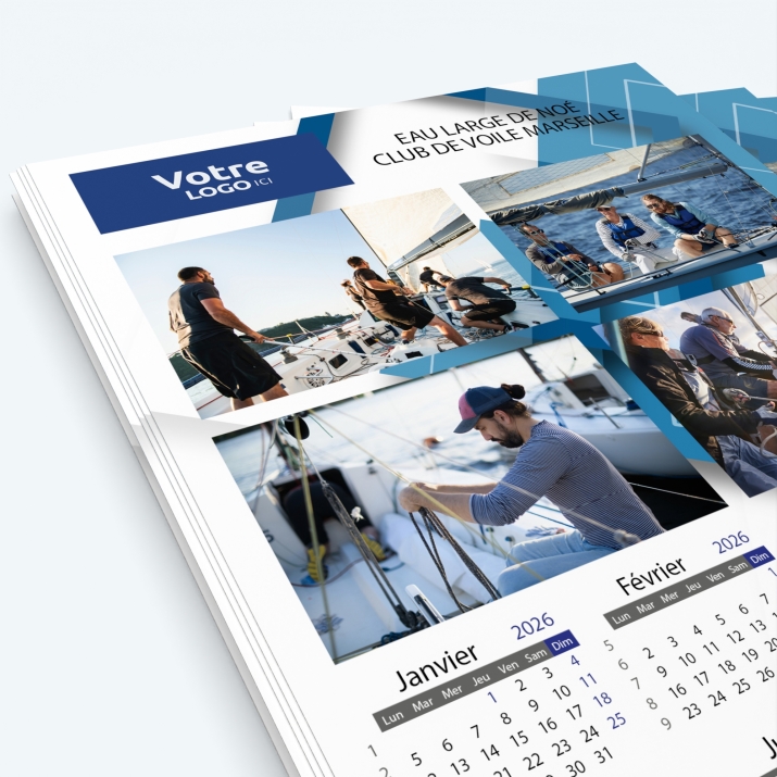 Calendrier photo une page - Nombre de photos, logos et texte illimité