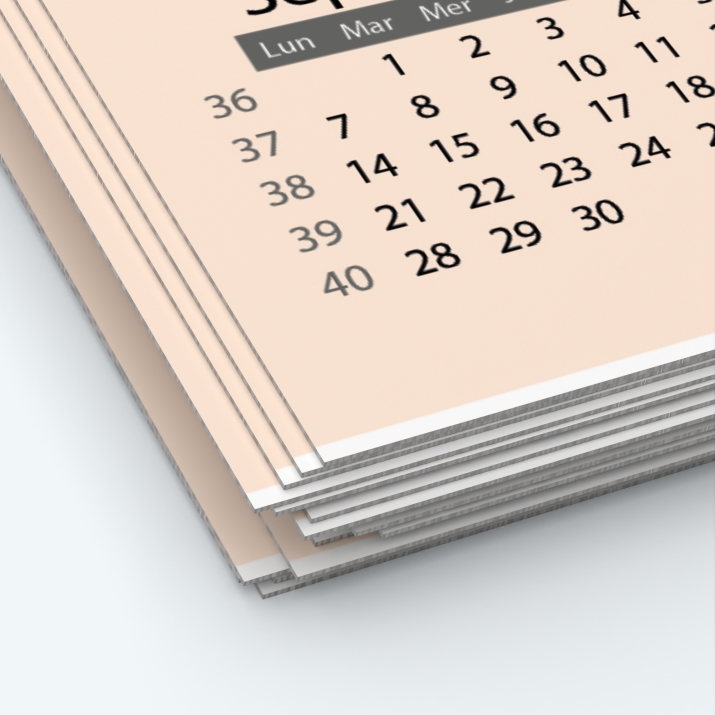 Calendrier photo une page - Papier épais rigide 400 g/m2