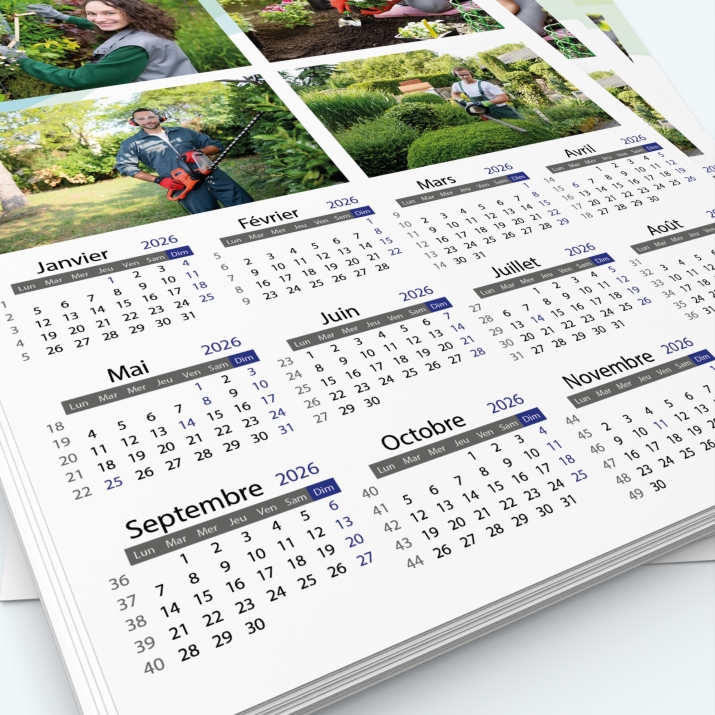 Calendrier photo une page - Grille calendaire personnalisable