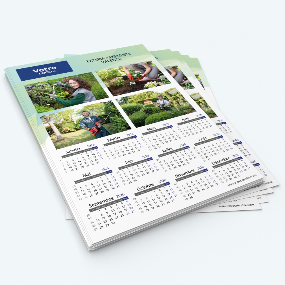 Calendrier photo une page - Minimum de commande : 25 exemplaires