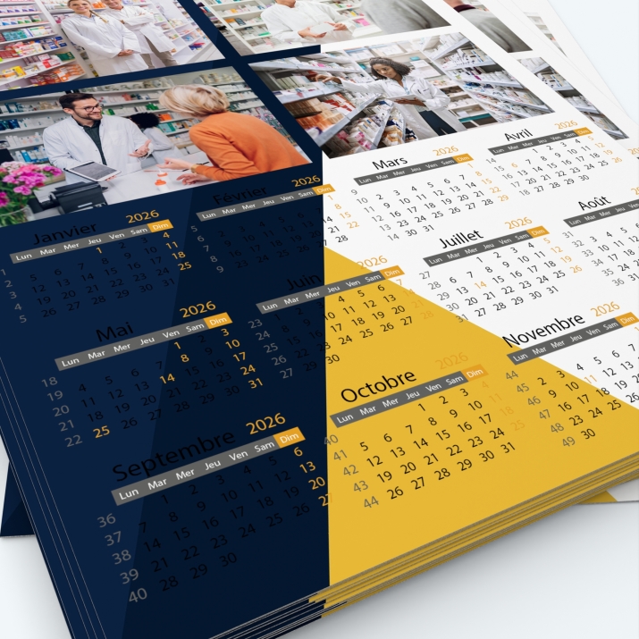 Calendrier photo une page - Grille calendaire personnalisable
