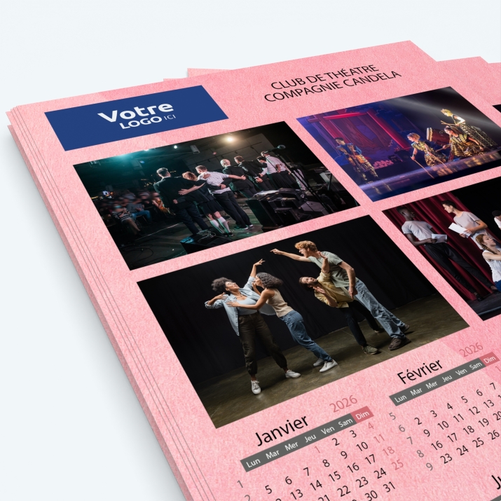 Calendrier photo une page - Nombre de photos, logos et texte illimité