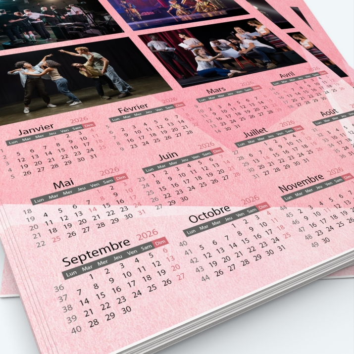 Calendrier photo une page - Grille calendaire personnalisable