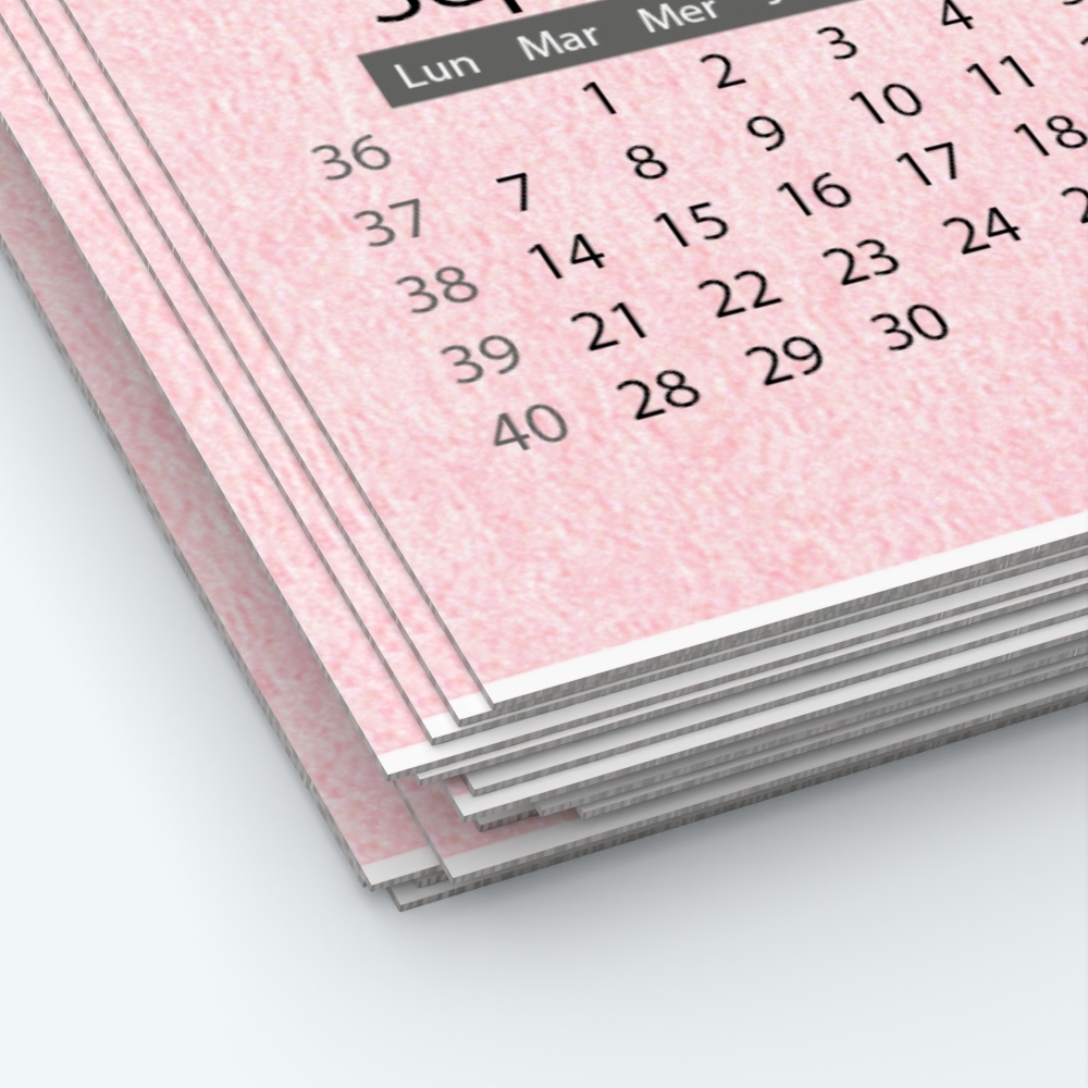 Calendrier photo une page - Papier épais rigide 400 g/m2
