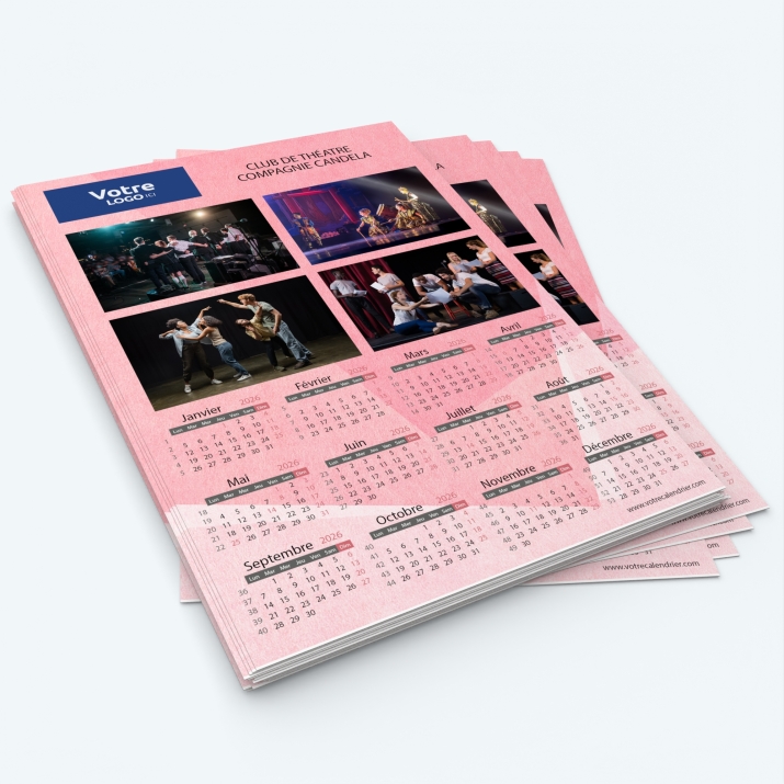 Calendrier photo une page - Minimum de commande : 25 exemplaires