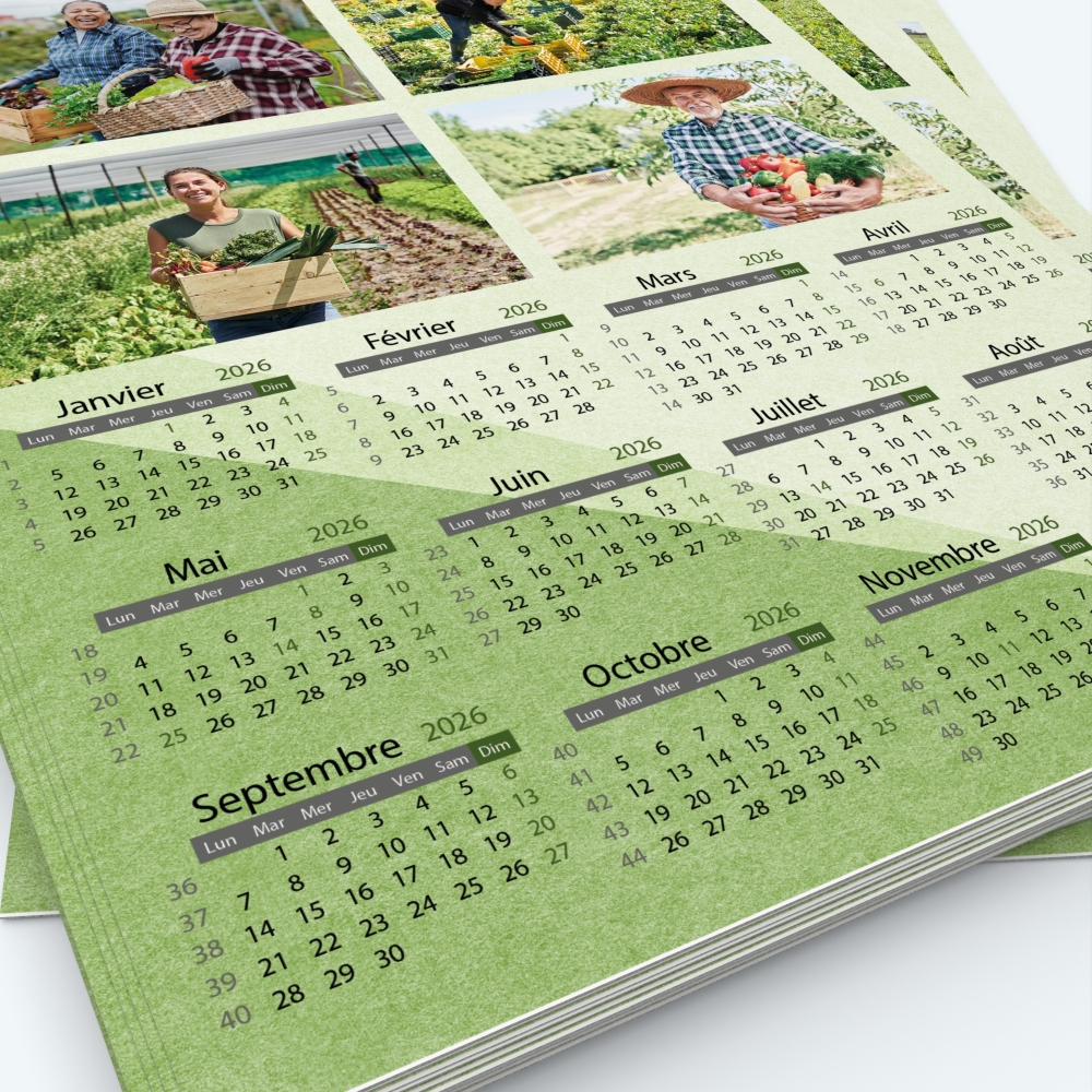 Calendrier photo une page - Grille calendaire personnalisable