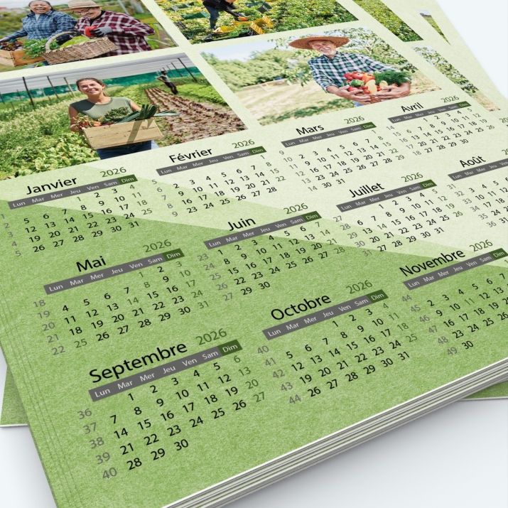 Calendrier photo une page - Grille calendaire personnalisable