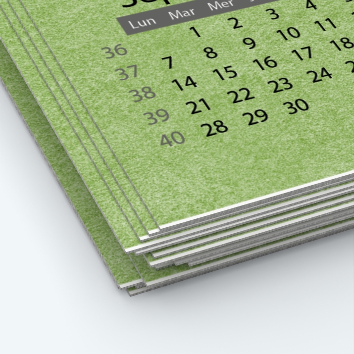Calendrier photo une page - Papier épais rigide 400 g/m2