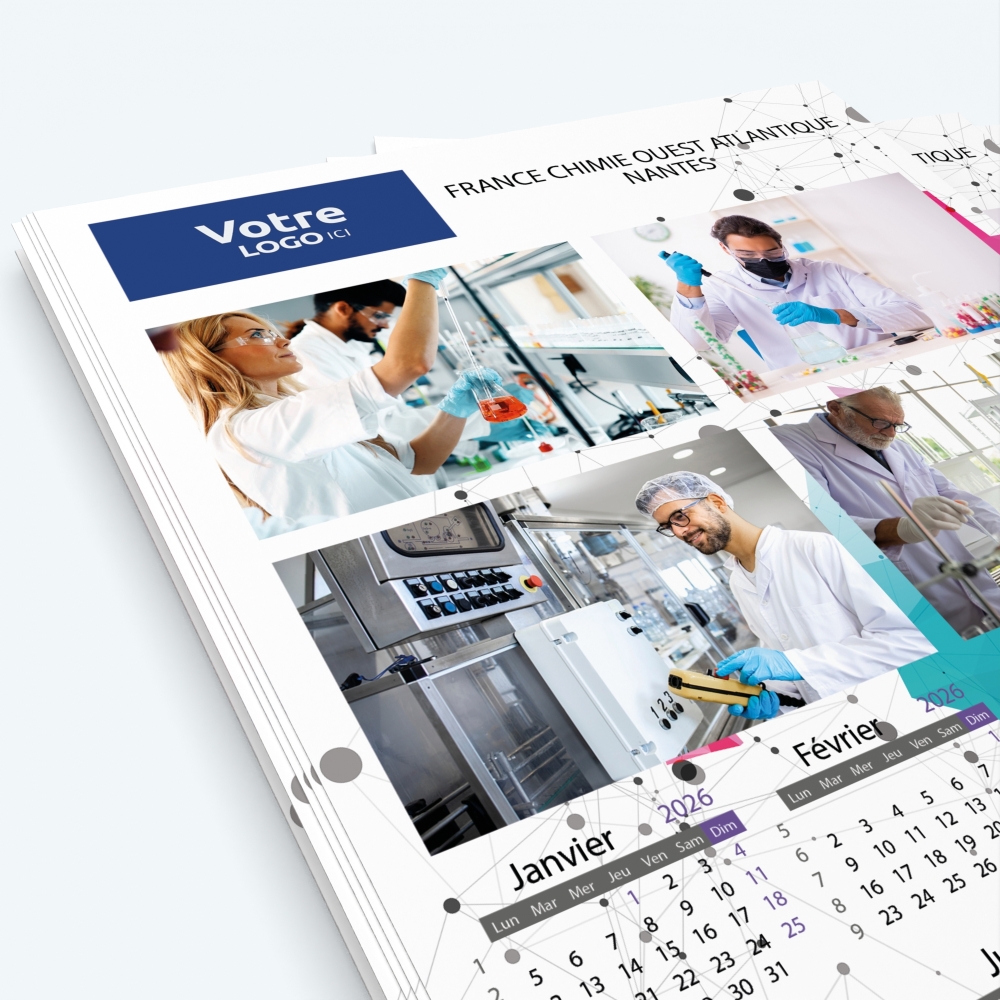 Calendrier photo une page - Nombre de photos, logos et texte illimité