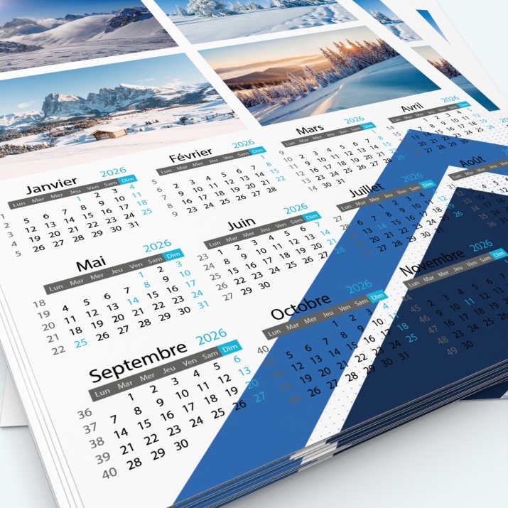 Calendrier photo une page - Grille calendaire personnalisable