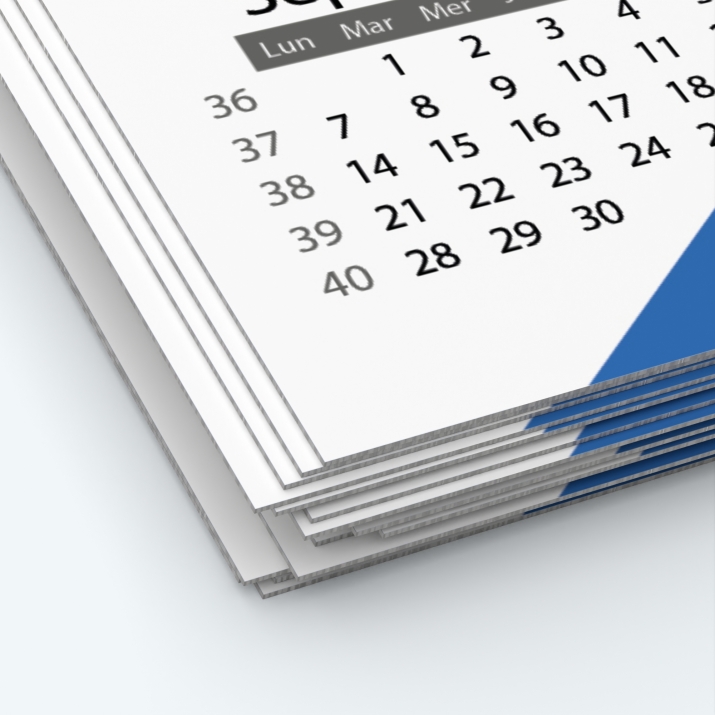 Calendrier photo une page - Papier épais rigide 400 g/m2