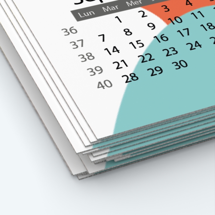 Calendrier photo une page - Papier épais rigide 400 g/m2