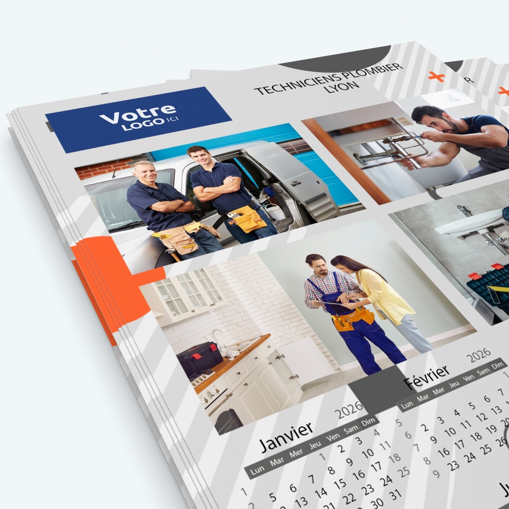 Calendrier photo une page - Nombre de photos, logos et texte illimité