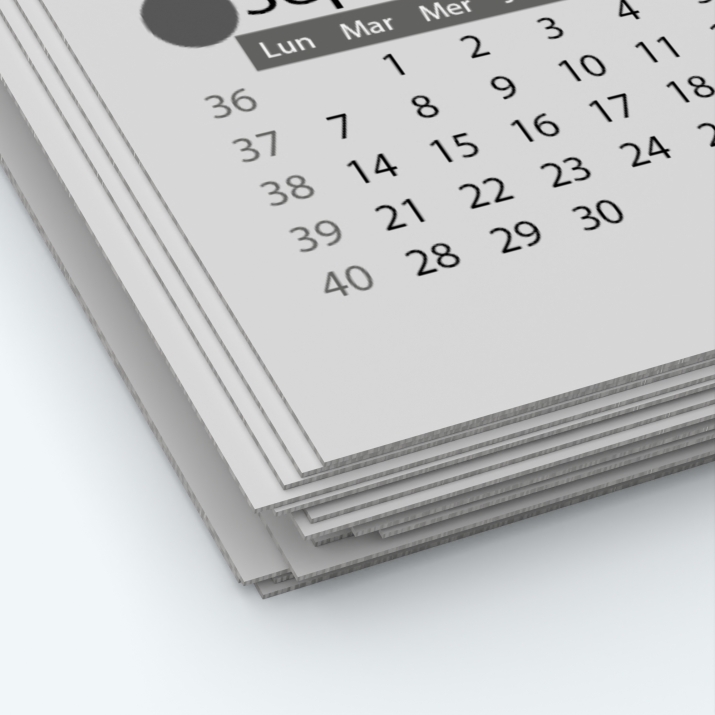Calendrier photo une page - Papier épais rigide 400 g/m2