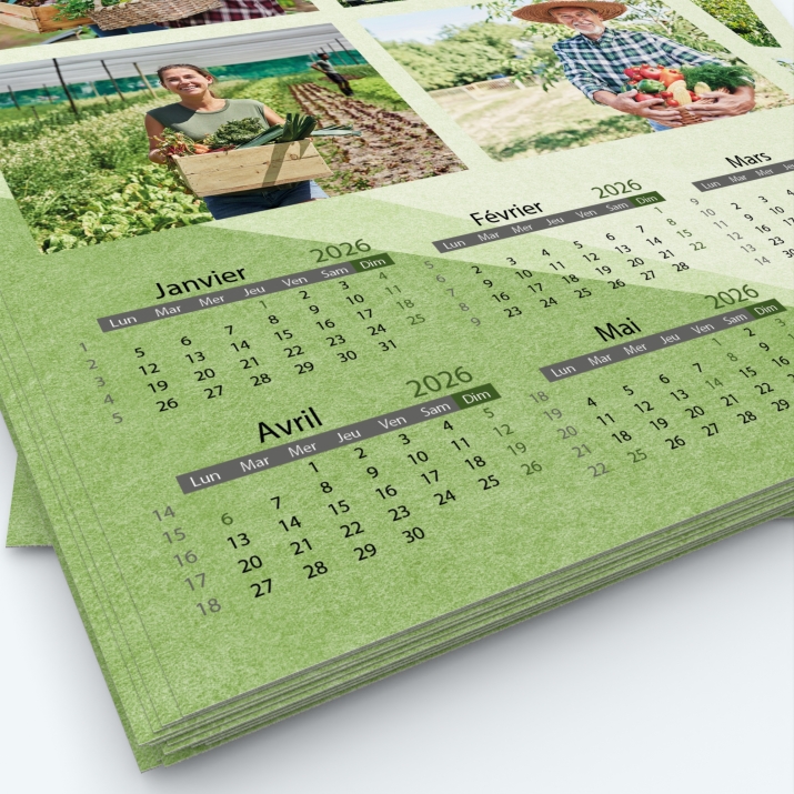 Calendrier photo deux pages - Grille calendaire personnalisable