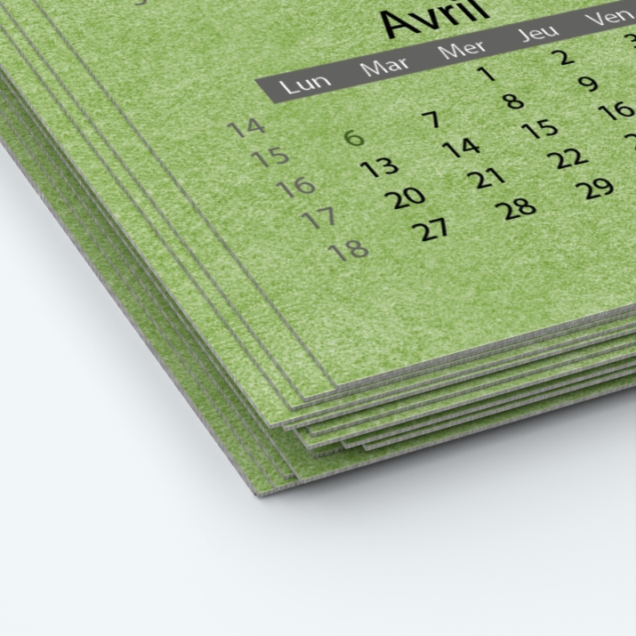 Calendrier photo deux pages - Papier épais rigide 400 g/m2