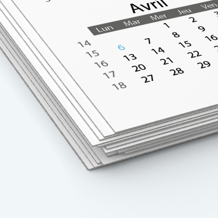 Calendrier photo deux pages - Papier épais rigide 400 g/m2
