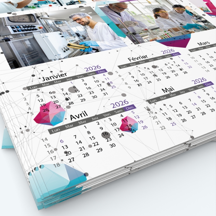 Calendrier photo deux pages - Grille calendaire personnalisable