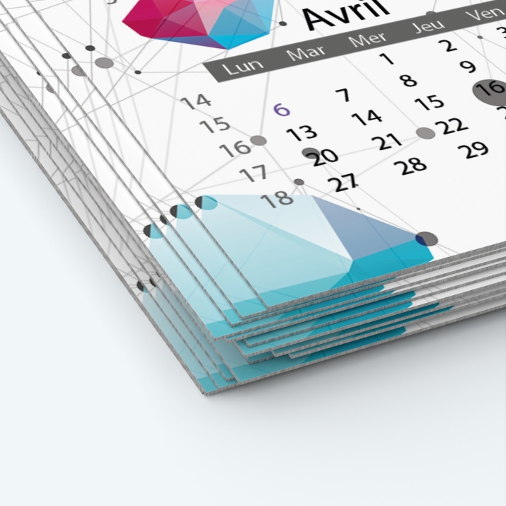Calendrier photo deux pages - Papier épais rigide 400 g/m2