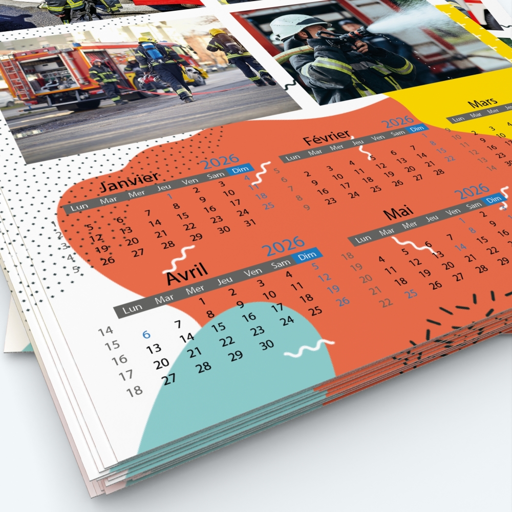 Calendrier photo deux pages - Grille calendaire personnalisable