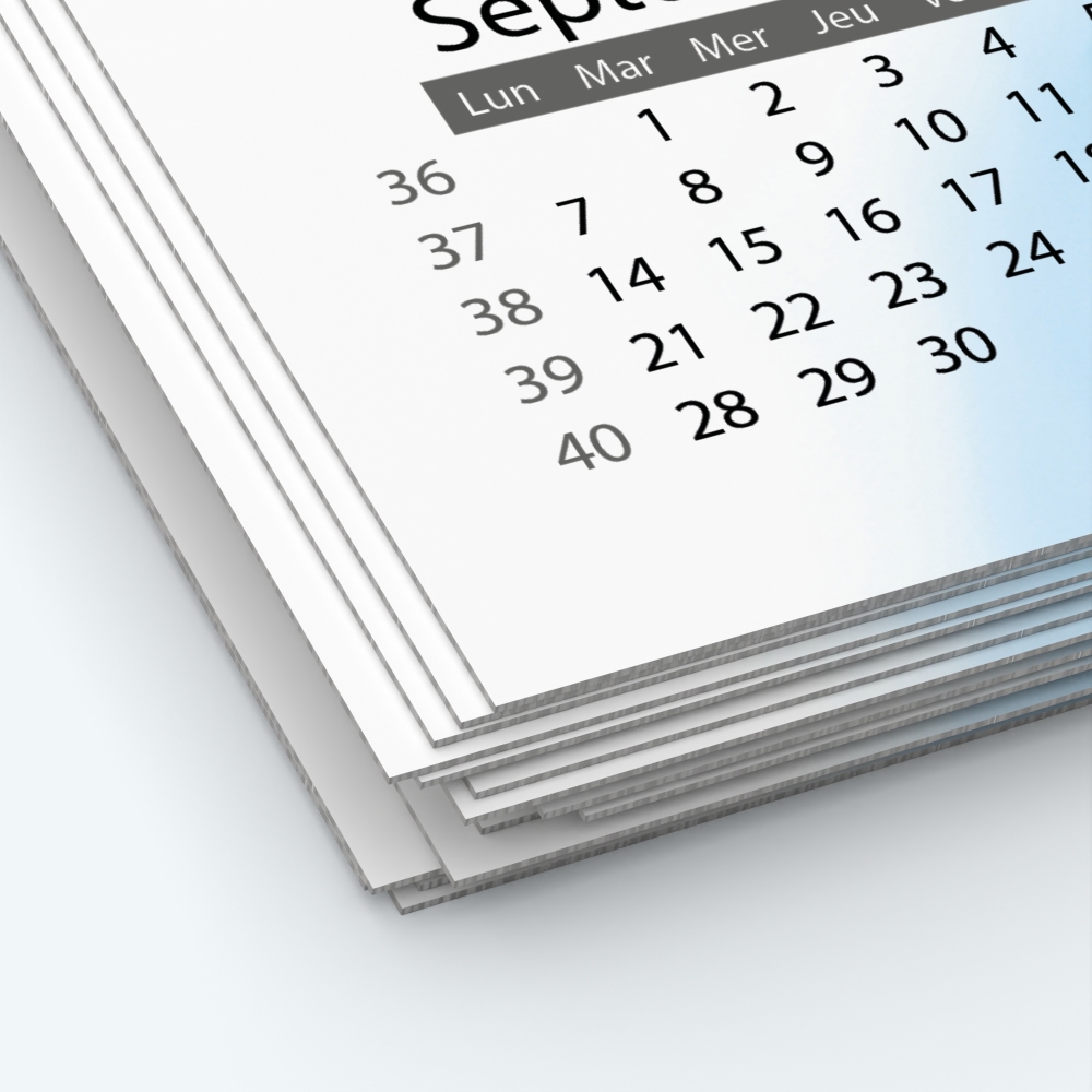 Calendrier photo une page XL - Papier épais rigide 400 g/m2