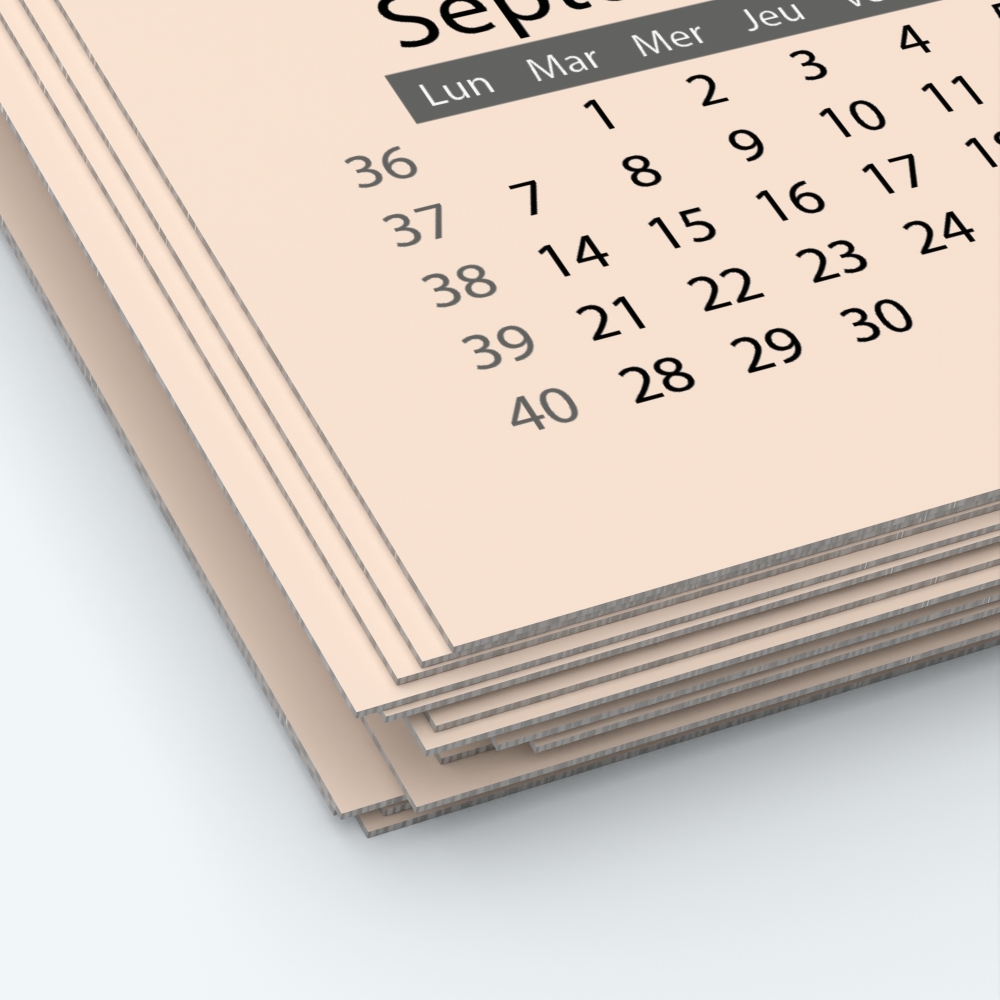 Calendrier photo une page XL - Papier épais rigide 400 g/m2