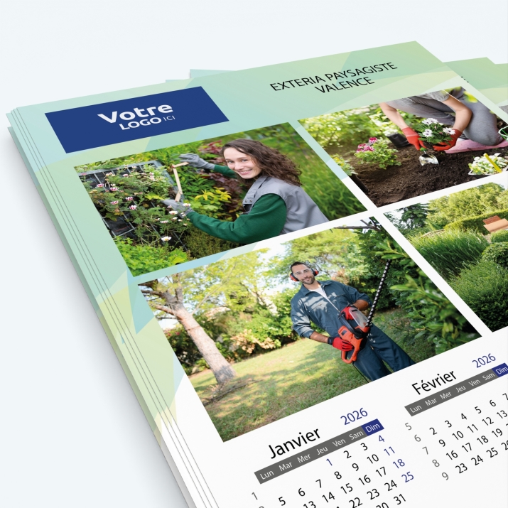 Calendrier photo une page XL - Nombre de photos, logos et texte illimité