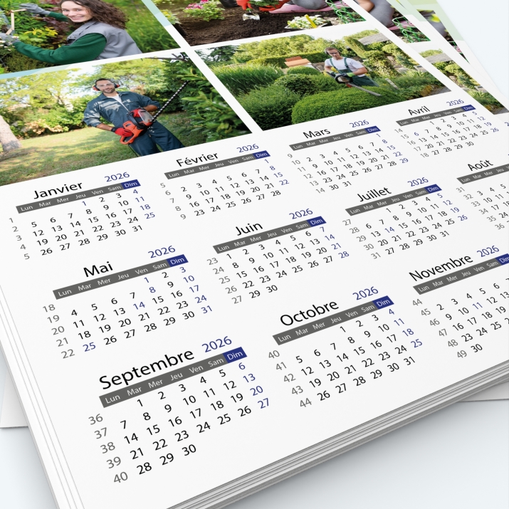 Calendrier photo une page XL - Grille calendaire personnalisable