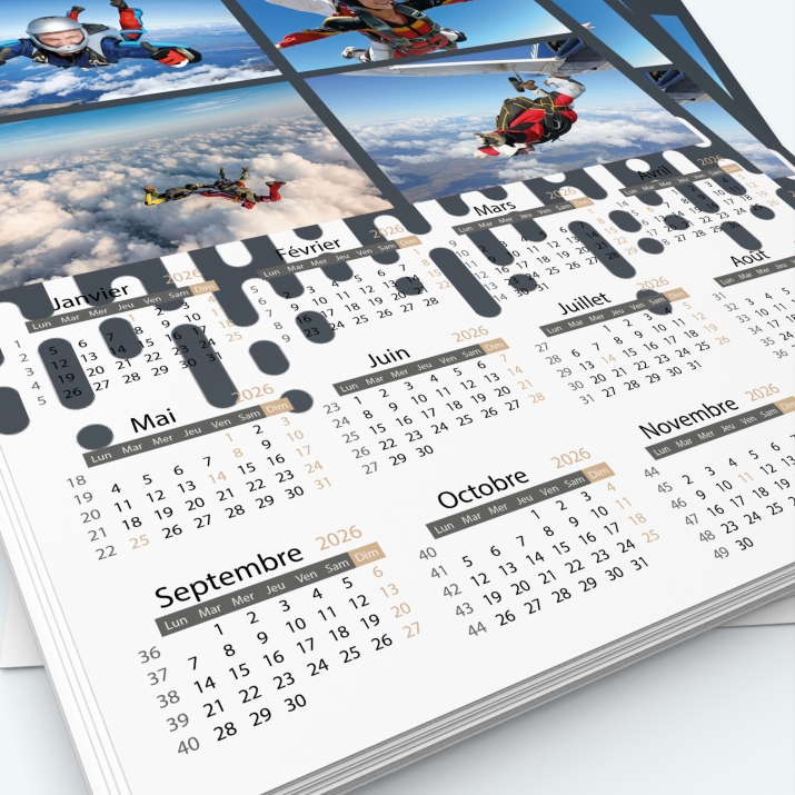 Calendrier photo une page XL - Grille calendaire personnalisable
