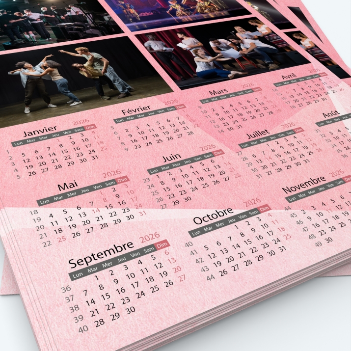 Calendrier photo une page XL - Grille calendaire personnalisable
