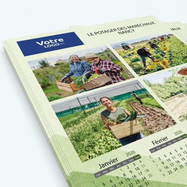 Calendrier photo une page XL - Nombre de photos, logos et texte illimité