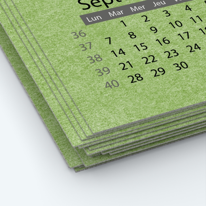 Calendrier photo une page XL - Papier épais rigide 400 g/m2