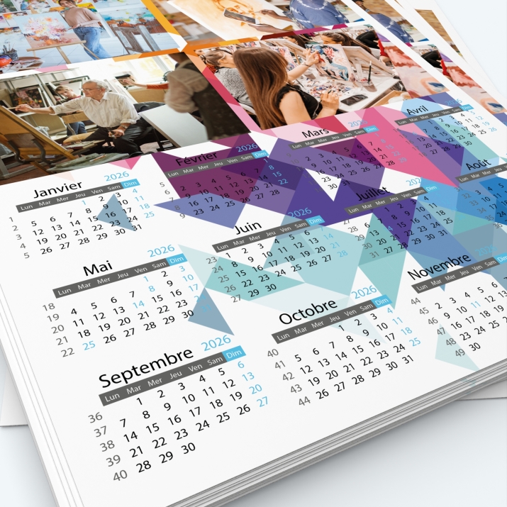 Calendrier photo une page XL - Grille calendaire personnalisable