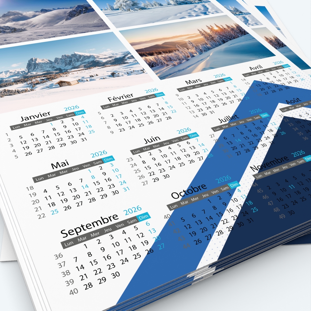 Calendrier photo une page XL - Grille calendaire personnalisable