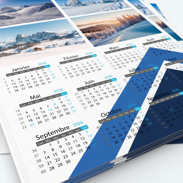 Calendrier photo une page XL - Grille calendaire personnalisable