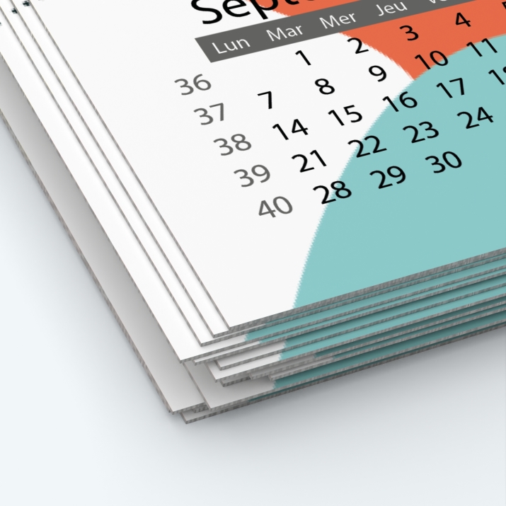 Calendrier photo une page XL - Papier épais rigide 400 g/m2