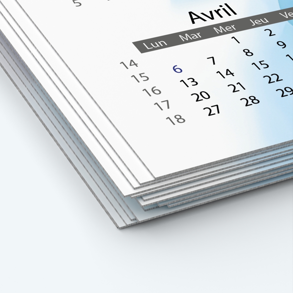 Calendrier photo deux pages XL - Papier épais rigide 400 g/m2