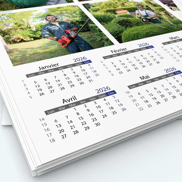 Calendrier photo deux pages XL - Grille calendaire personnalisable