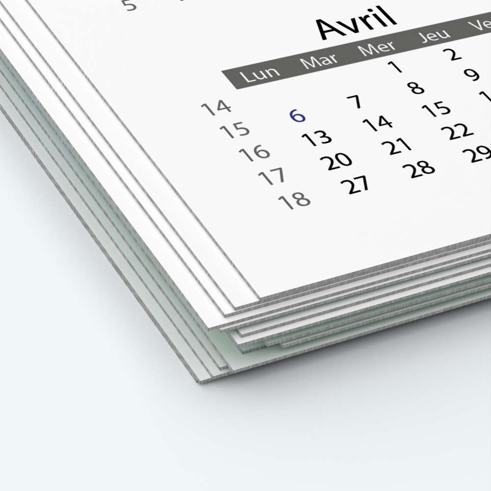 Calendrier photo deux pages XL - Papier épais rigide 400 g/m2