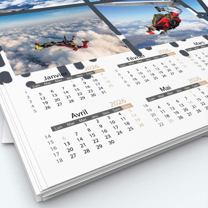 Calendrier photo deux pages XL - Grille calendaire personnalisable