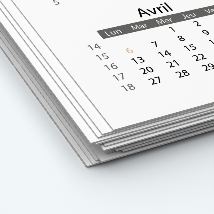 Calendrier photo deux pages XL - Papier épais rigide 400 g/m2