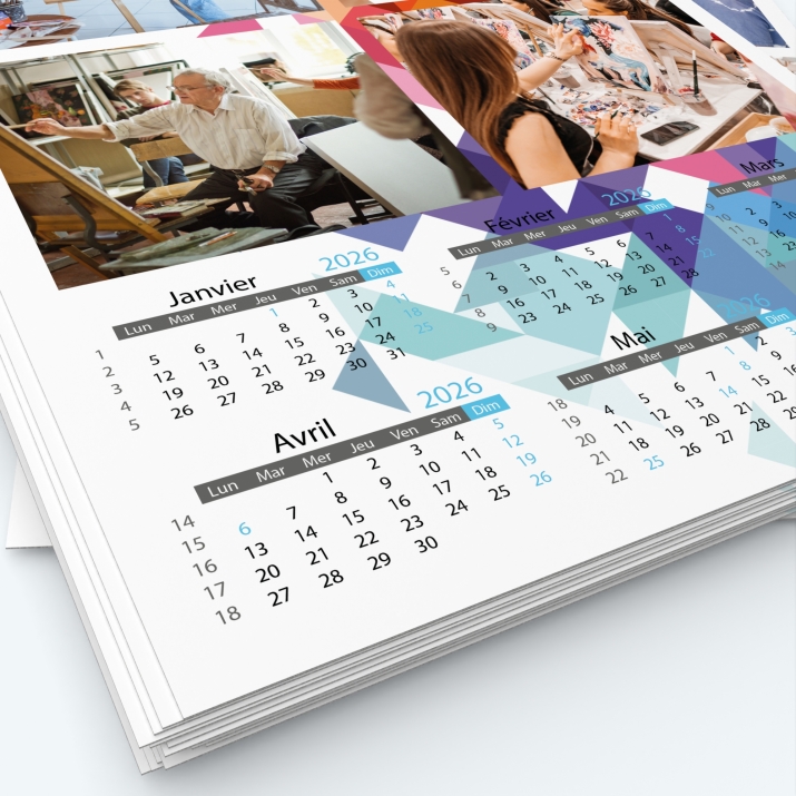 Calendrier photo deux pages XL - Grille calendaire personnalisable