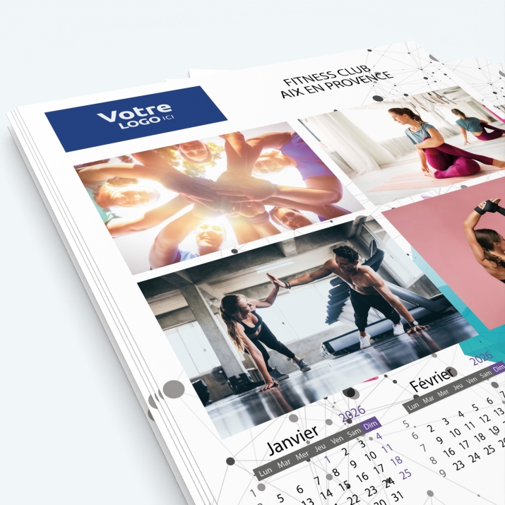 Calendrier photo une page XL - Nombre de photos, logos et texte illimité