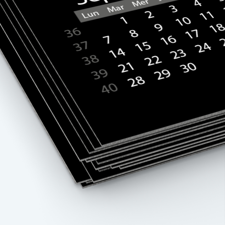 Calendrier photo une page - Papier épais rigide 400 g/m2