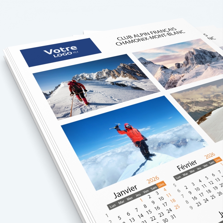 Calendrier photo une page - Nombre de photos, logos et texte illimité