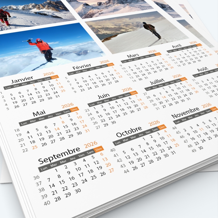 Calendrier photo une page - Grille calendaire personnalisable
